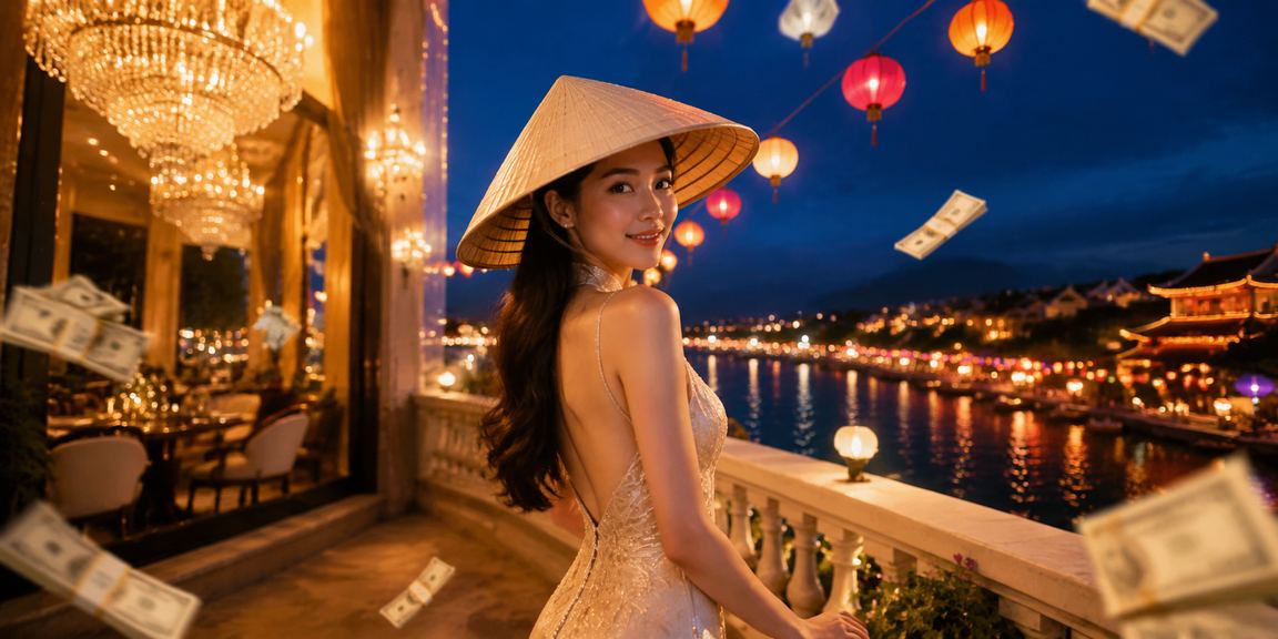 Người chơi tại Huế nhận cashback từ chương trình High Roller với hình ảnh nón lá